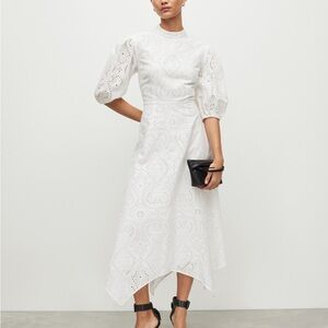 AllSaints Camila Broderie Eyelet Puff Sleeve Dress